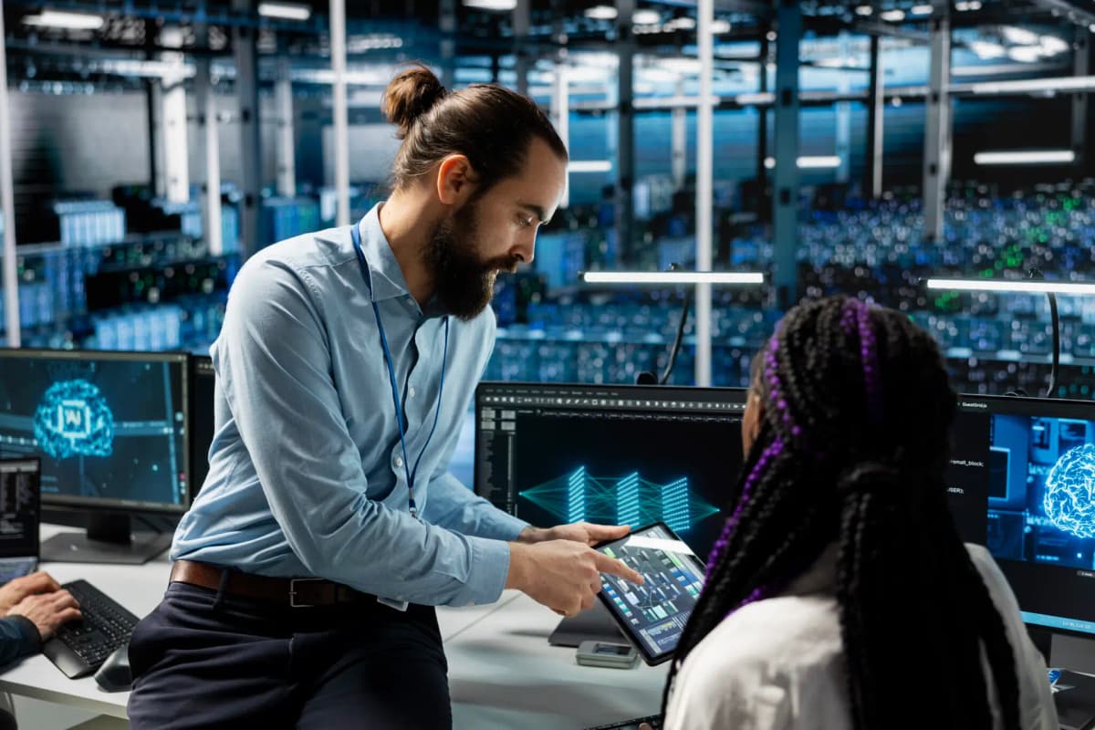 Expert guidant un professionnel